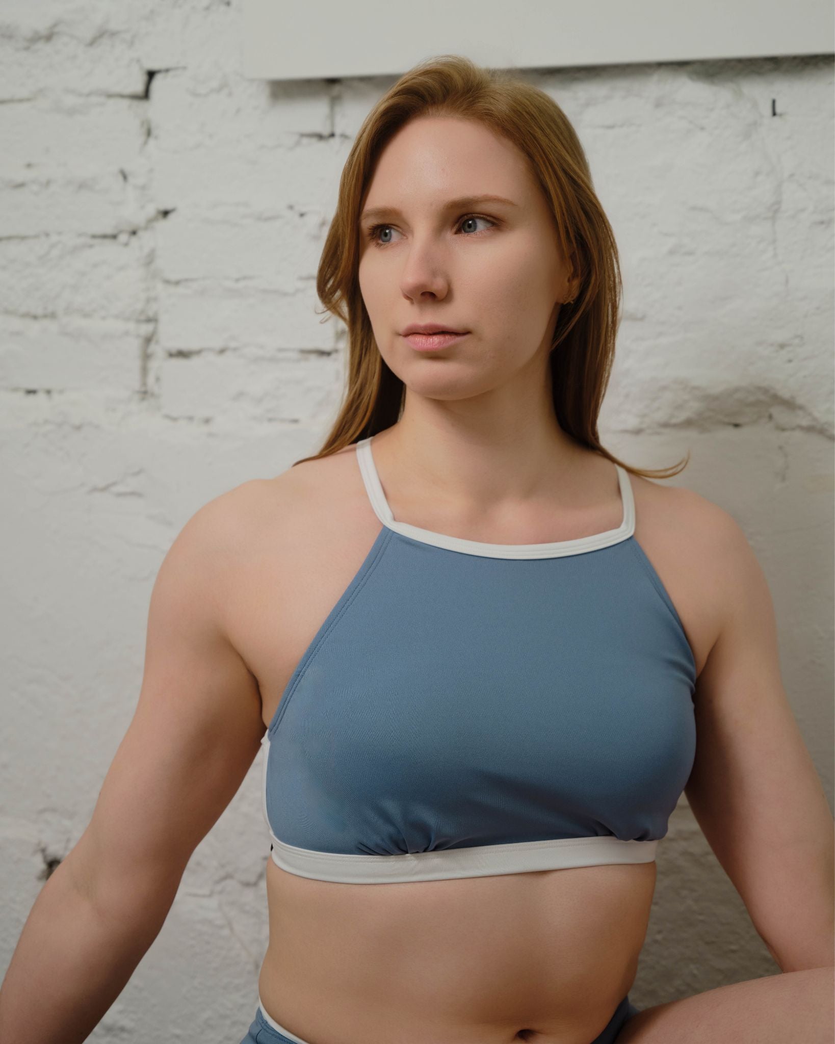 Best ash blue training polewear outfit – Haru Daily Set by Nabi for Dance and Beginner Pole