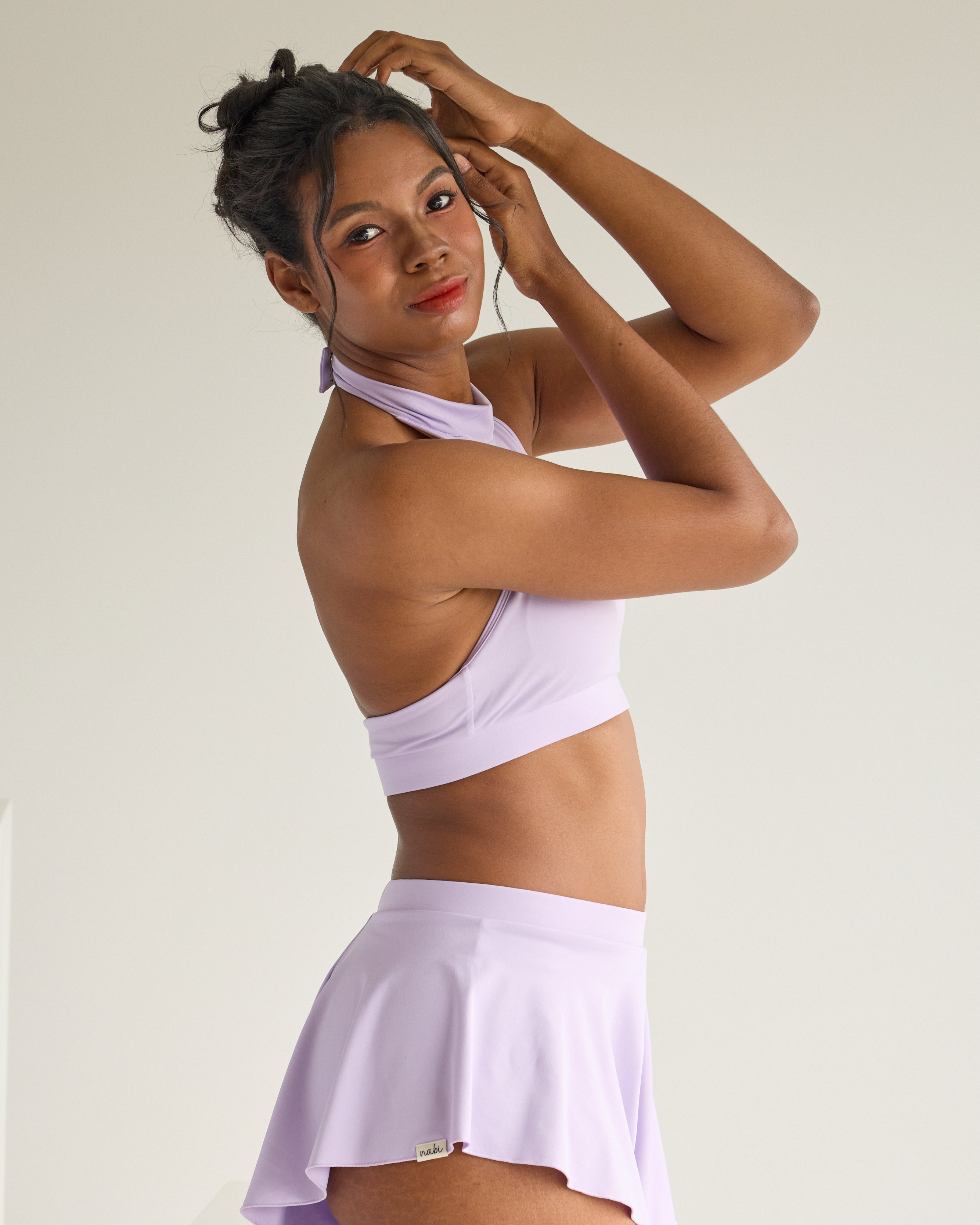Lavender Wings polewear set – eco-friendly dancewear for practice and stage
