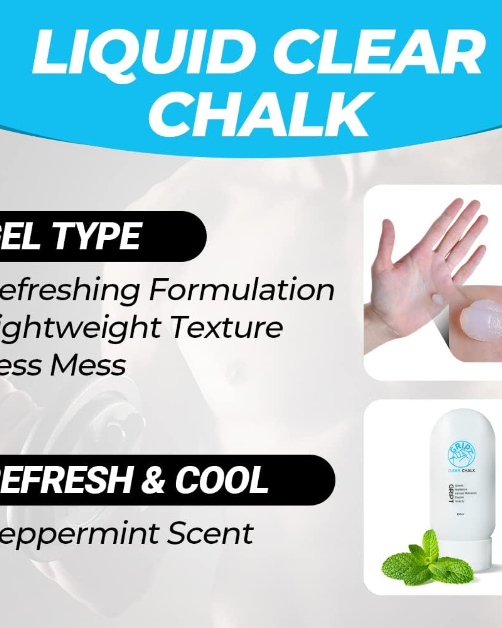 GRIPT clear liquid chalk for pole dancing and grip enhancer