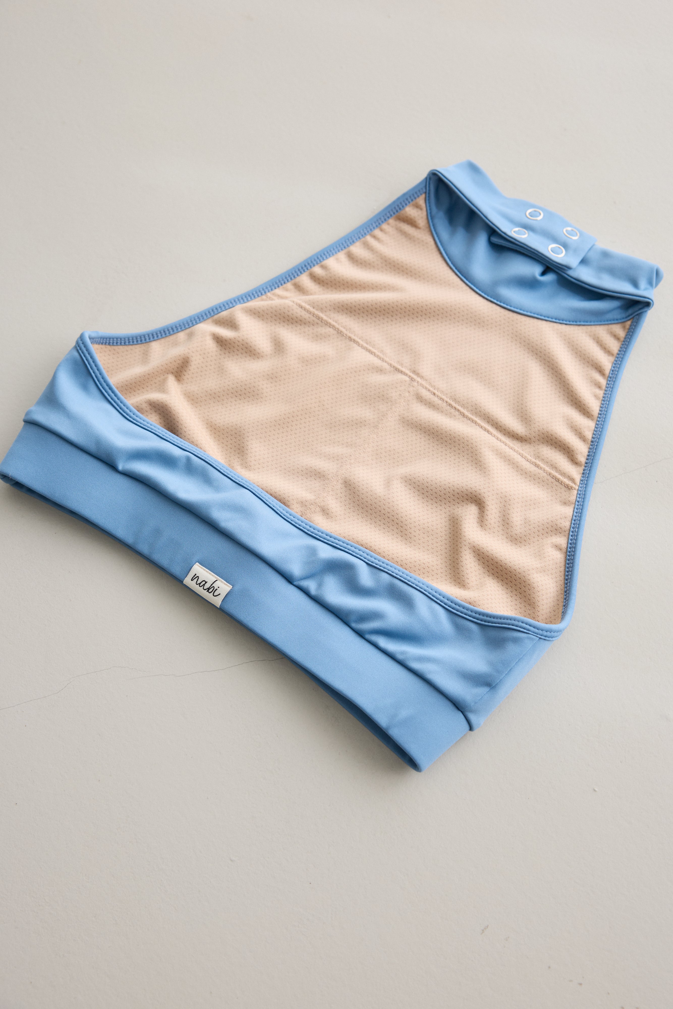 Sustainable ash blue Wings Set halter top design, pastel tone polewear outfit