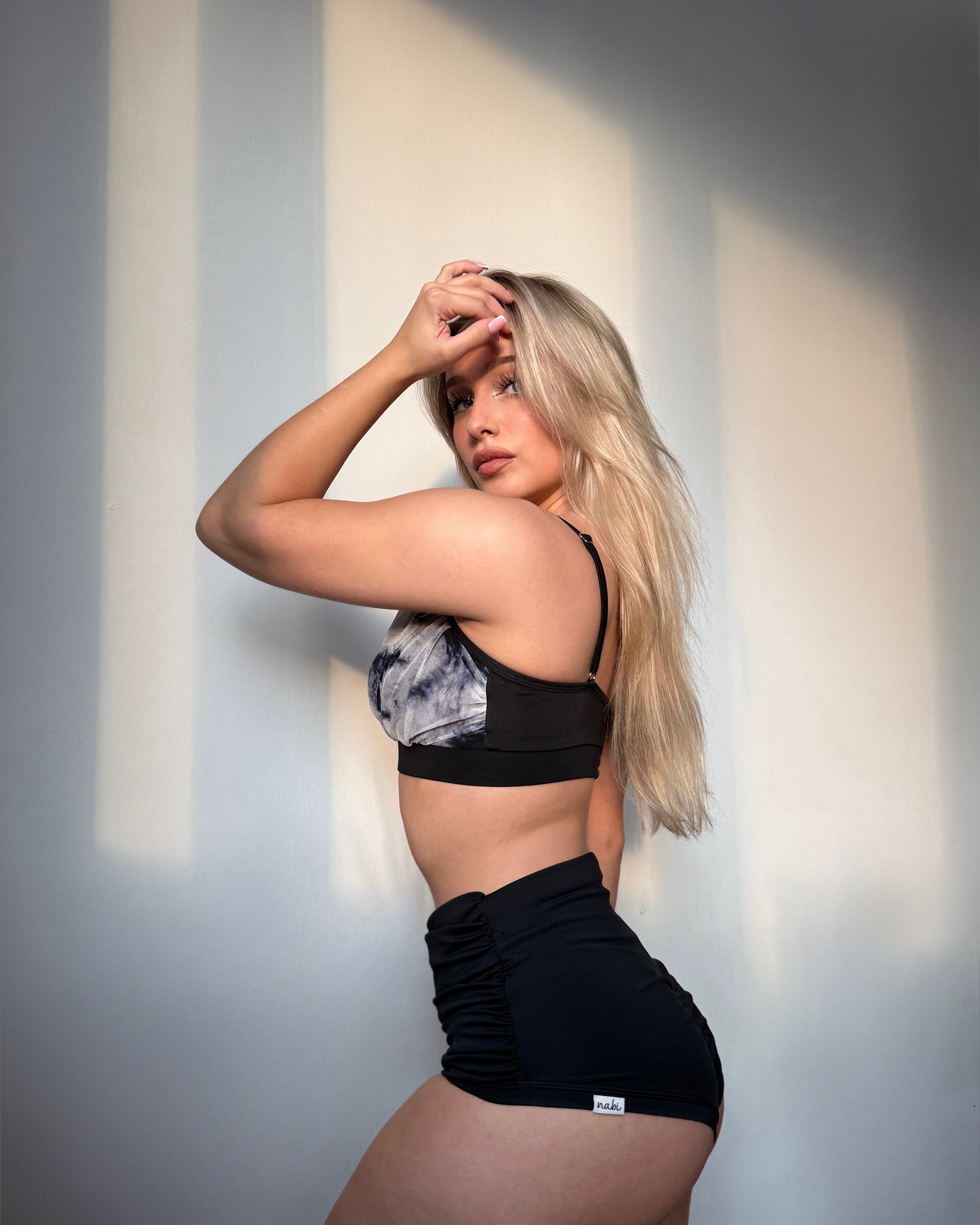 Black pole dance outfit by Nabi Cloud Set created for elegant movement and comfort