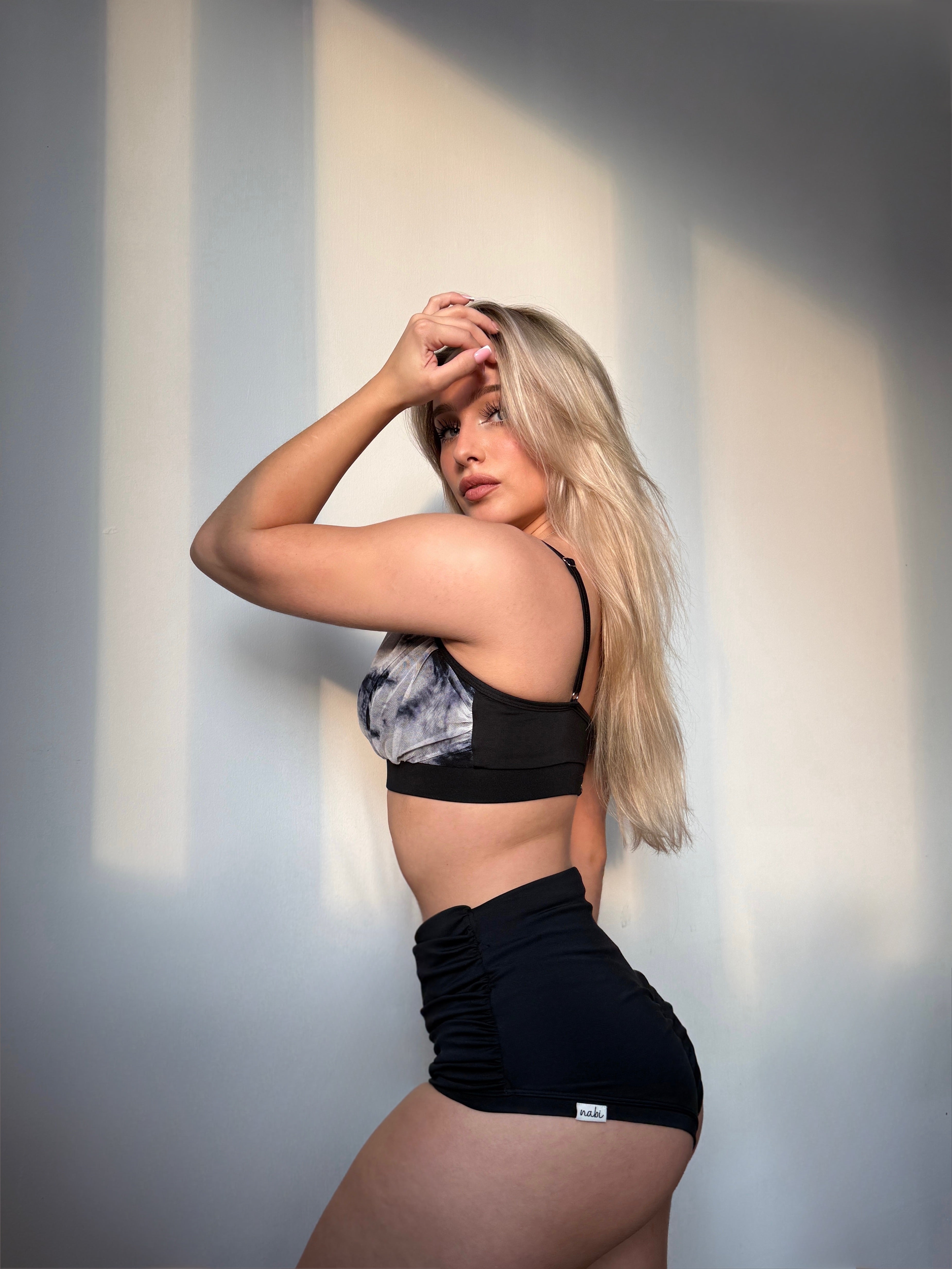 Black pole dance outfit by Nabi Cloud Set created for elegant movement and comfort