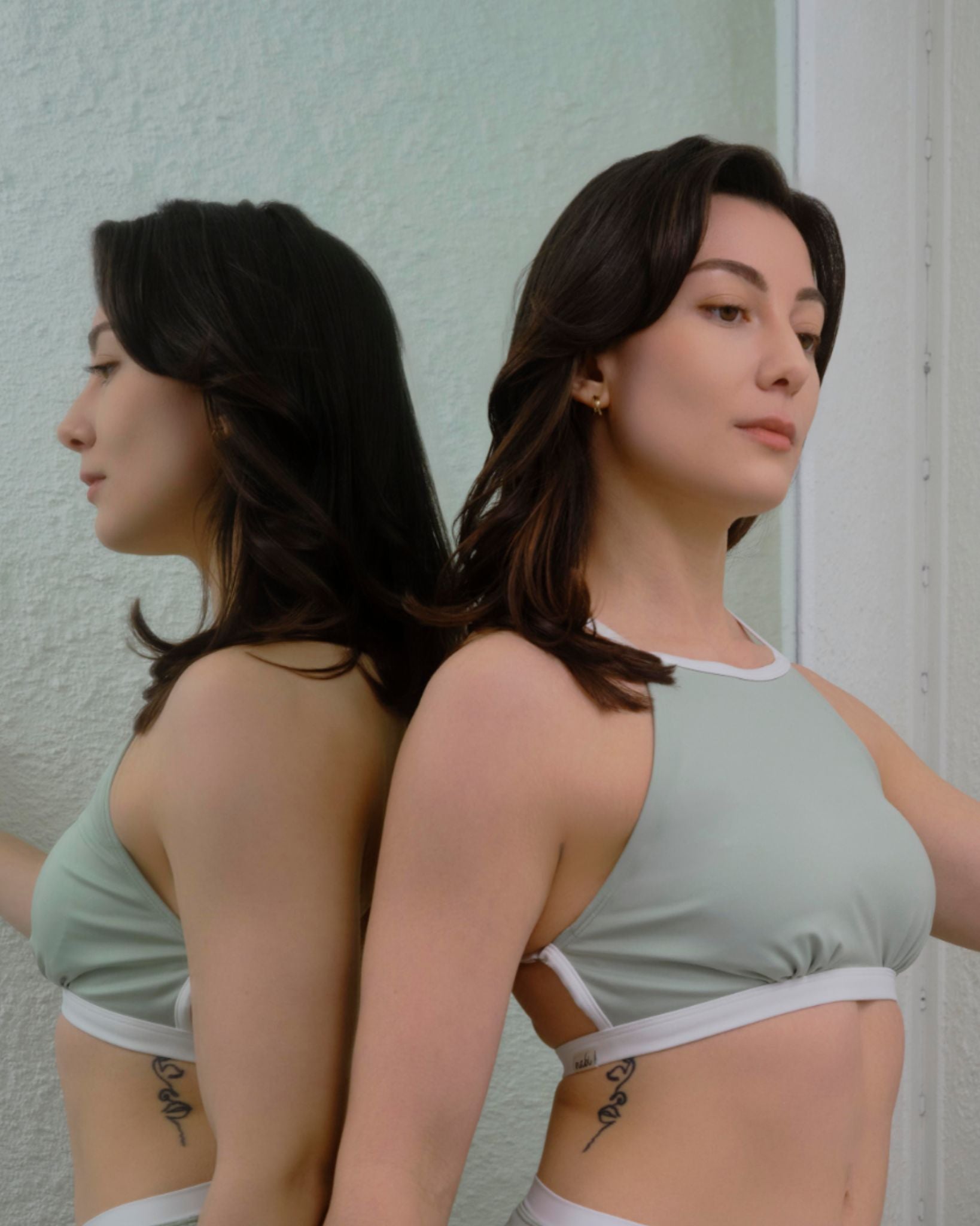 Comfortable mint green Haru Daily Set – sustainable full coverage shorts and top