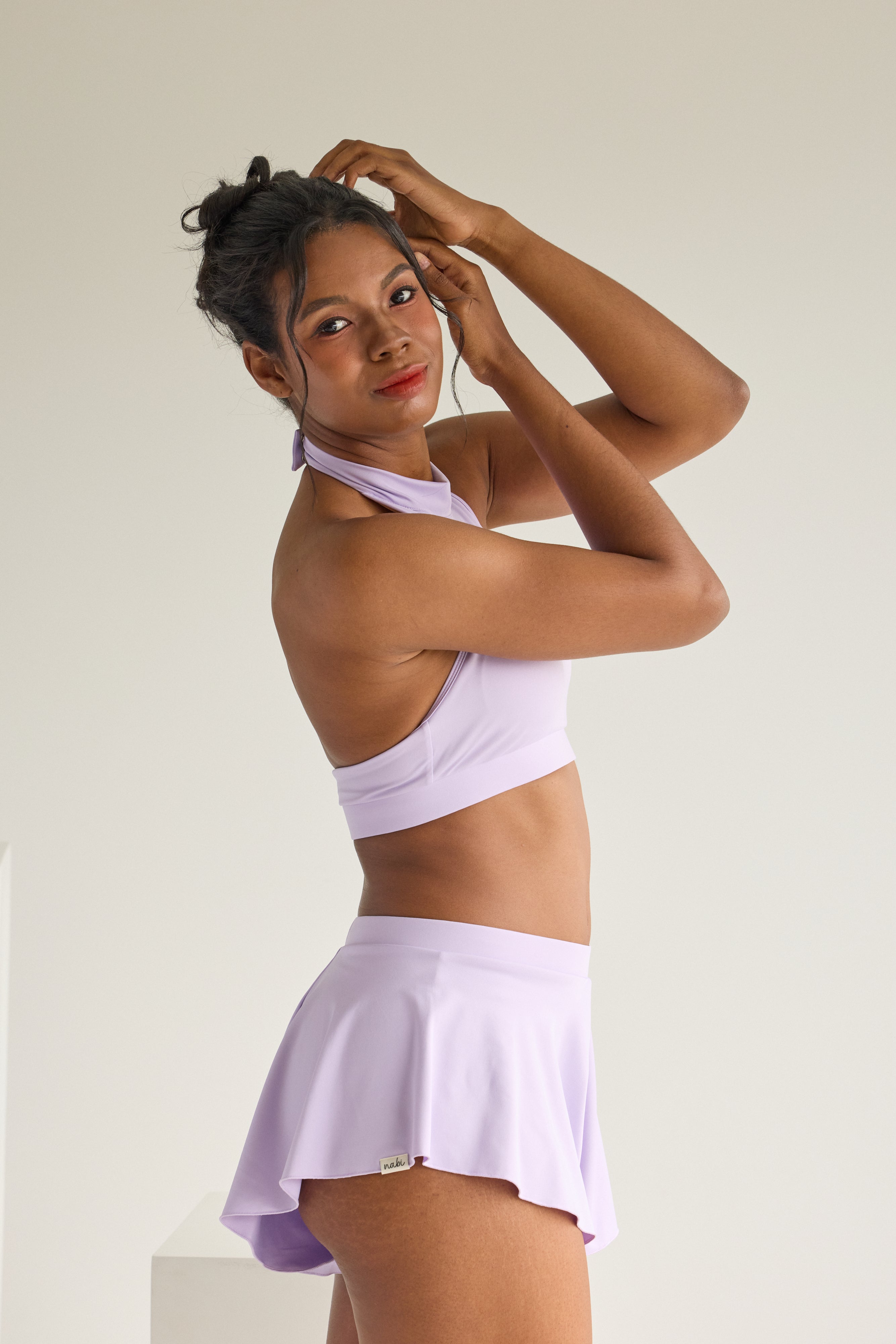 Lavender Wings polewear set – eco-friendly dancewear for practice and stage