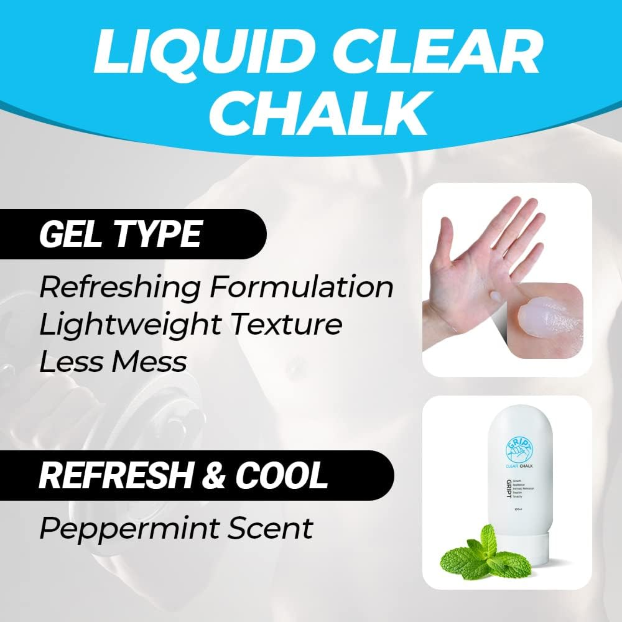 GRIPT clear liquid chalk for pole dancing and grip enhancer