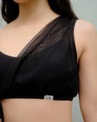 Black Signature Set – sustainable polewear with mesh overlay