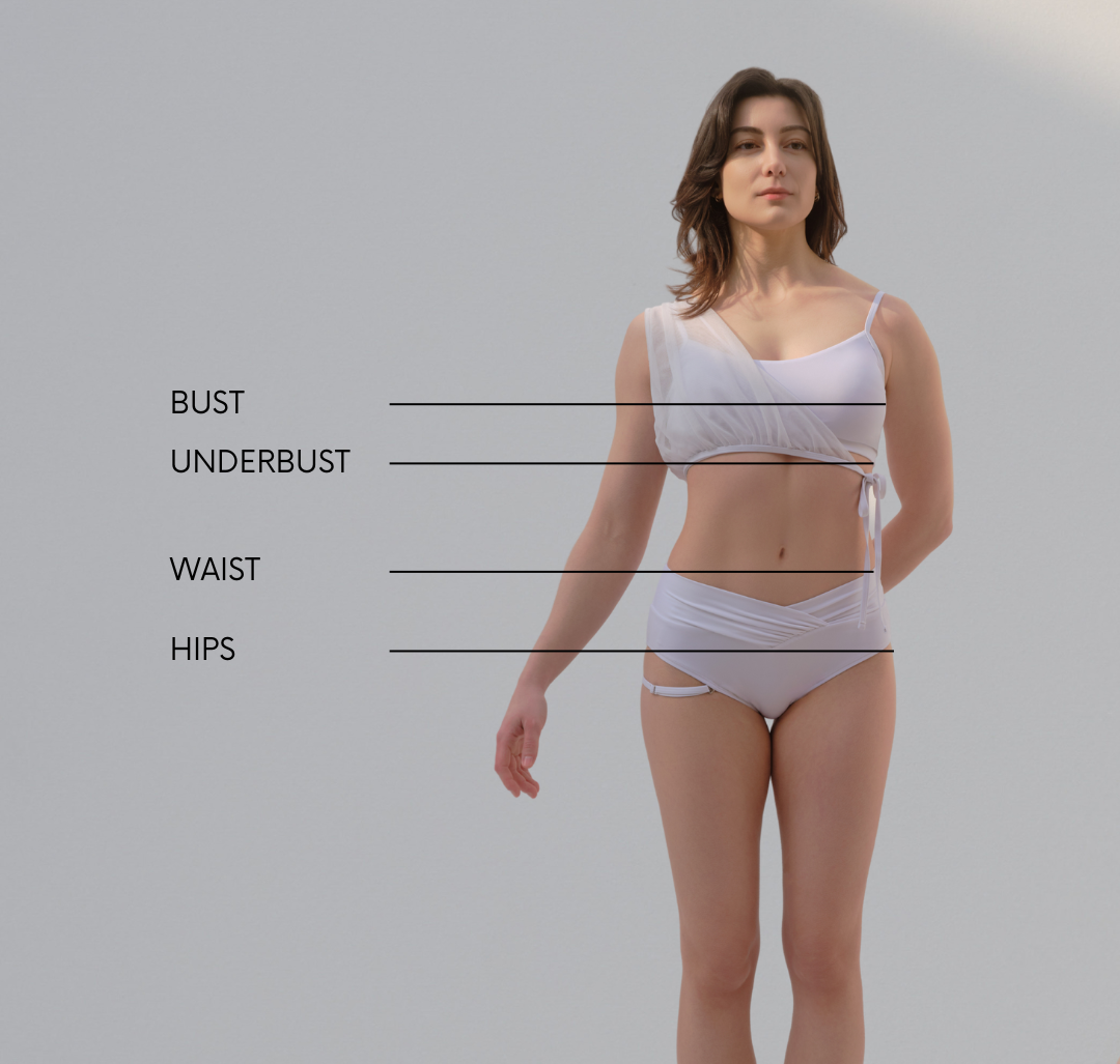 Size chart for Nabi Signature Set polewear – available in black and white