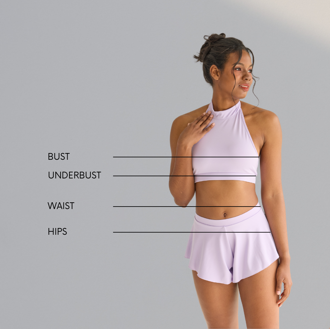 Size chart for Nabi Wings Skirt Set – available in lavender, mint and pastel ash blue