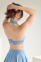 Ash blue Wings Set, polerina-style dancewear with skort and halter top