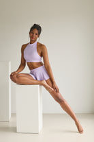Premium lavender Wings Skirt Skort Set – sustainable pastel tone polewear for training and dancing